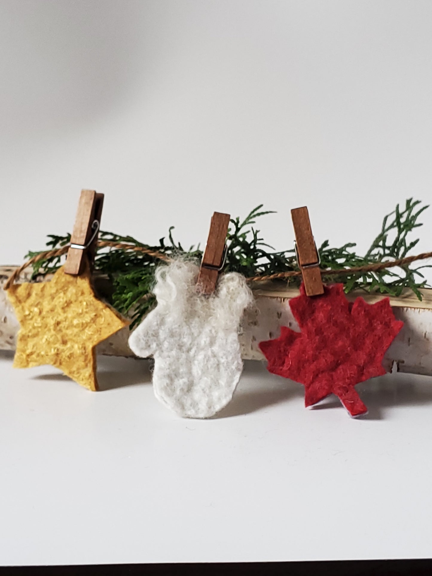 White Felted Mitten Garland Set