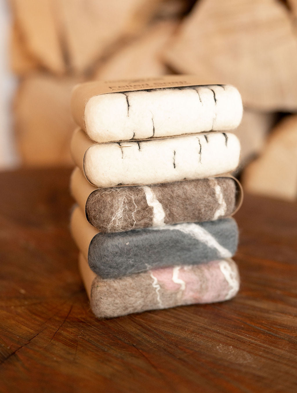 Birch Bark Felted Lemongrass Soap