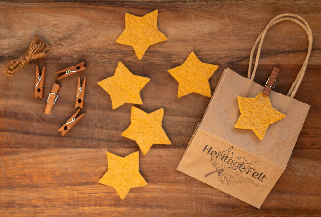 Golden Felted Stars Garland Set
