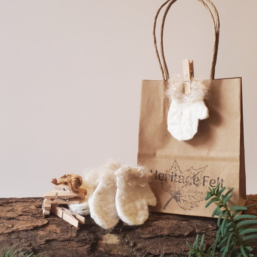 White Felted Mitten Garland Set