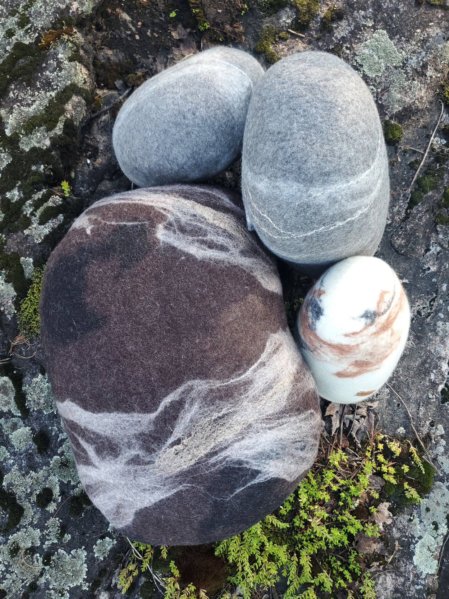 Felted River Rock Pillow - Dark Brown