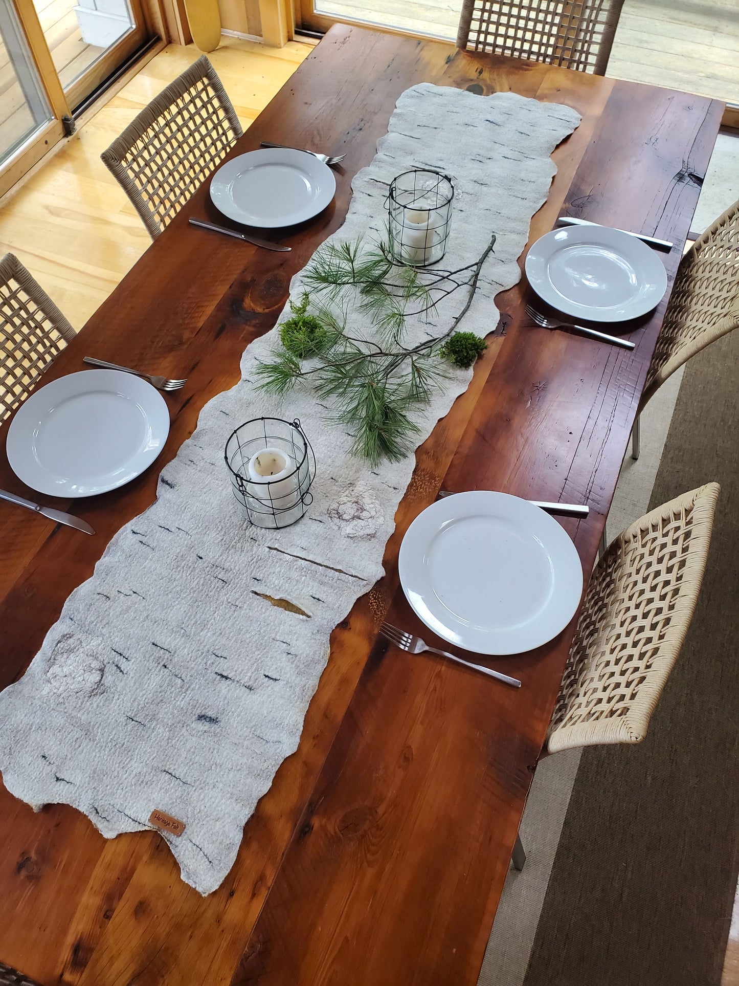 Birch Bark Merino Wool & Silk Table Runner/Wall Hanging