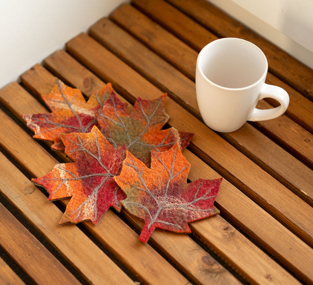 Fall -Coloured Maple Leaf Coasters