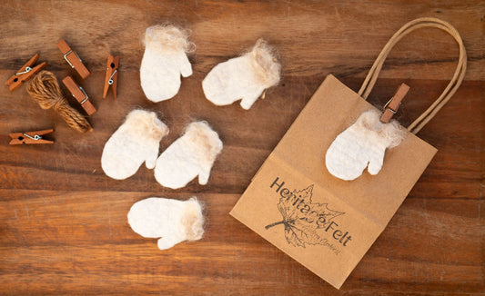 White Felted Mitten Garland Set