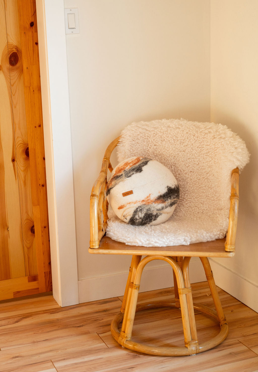 Felted River Rock Pillow - Cream