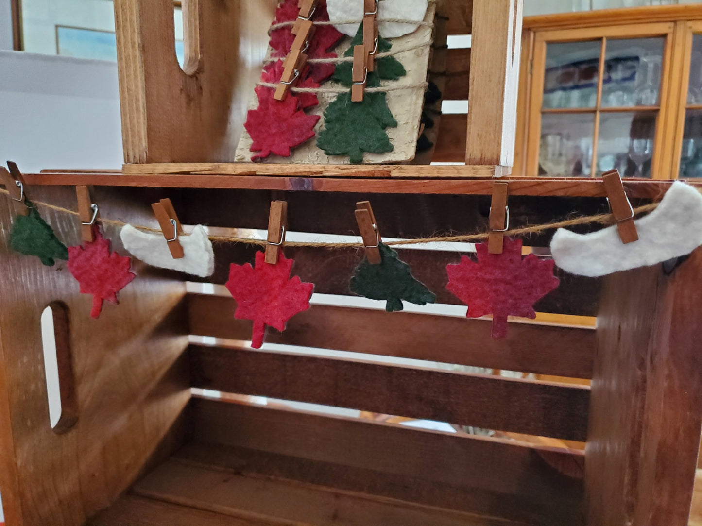 Pine Tree, Canoe, and Maple Leaf Felt Garland