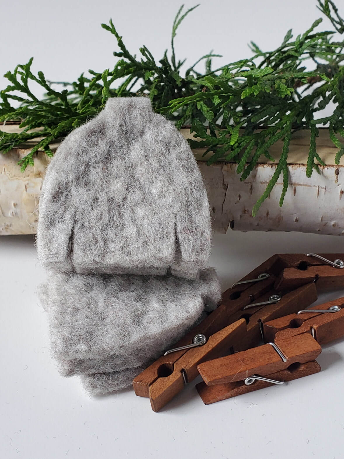 Gray Felted Sweaters Garland Set