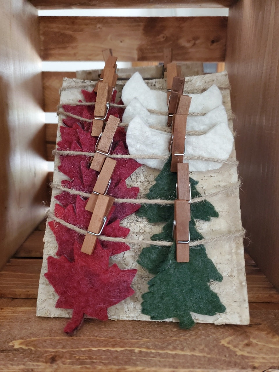 Pine Tree, Canoe, and Maple Leaf Felt Garland